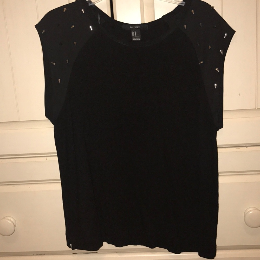 Black-studded flowy blouse